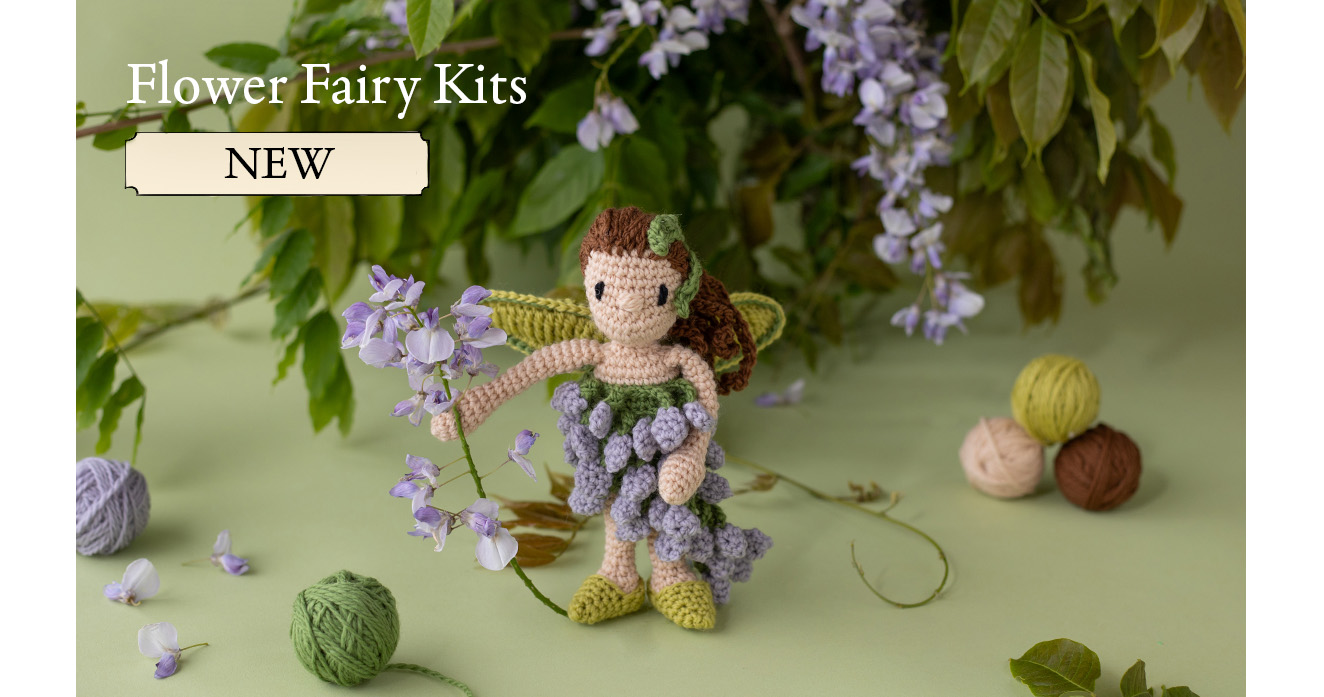 Fairies flower crochet kits toft fairy tales wisteria